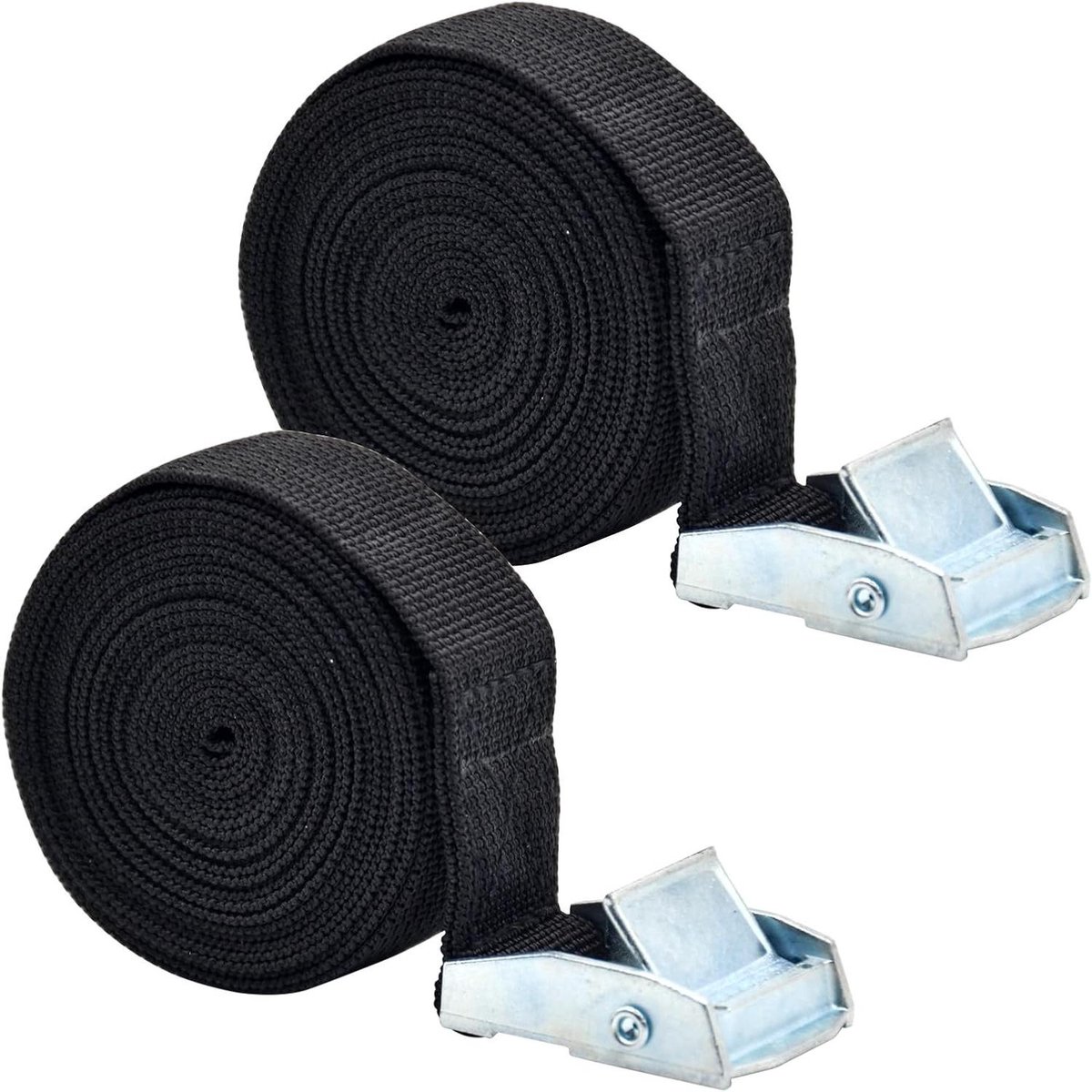 Spanbanden Set - Bevestigingsriemen - Vracht Vastzetten - Verstelbare Lengte - 25mm x 3m - Zwart