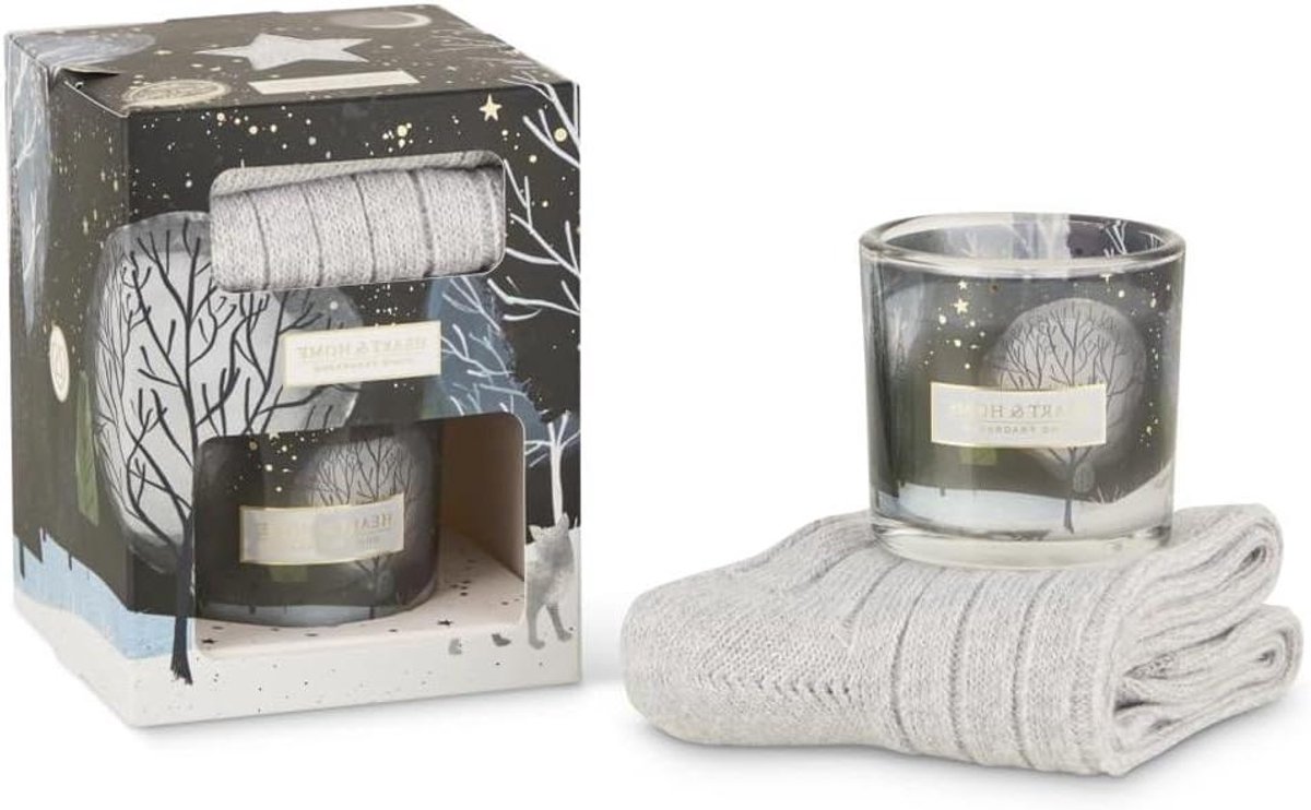 Cadeauset Kaars Sokken - Woonset Gezelligheid - Ontspanning Thuis - Langdurige Sojamix - 12 x 12 x 25 cm - Wit