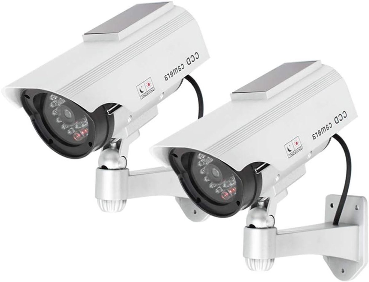 Nep Camera Set - Dummy Beveiliging - Afschrikken Indringers - Knipperend LED Licht - 2 Stuks - Zilverkleurig