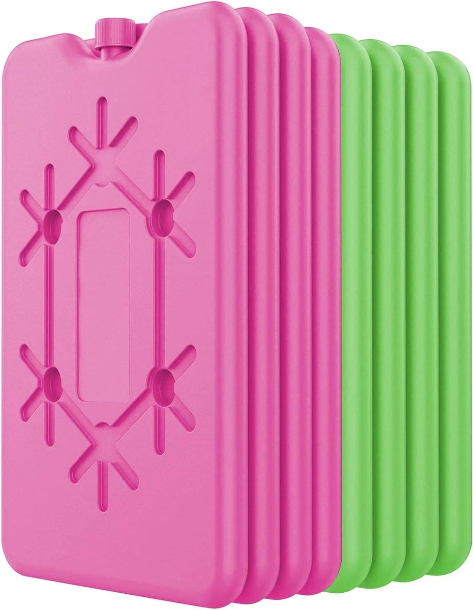 Koelblok Set - IJspakket Lunchbox - Eten Koel Houden - Lekvrij Gel Ontwerp - 200 ml Stuk - Groen Rood
