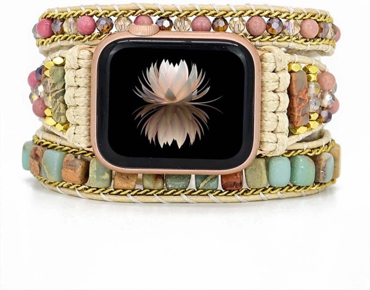 Handgemaakte Boho Horlogeband van Kralen, Geschikt voor Apple Watch 45mm, 41mm, 44mm, 42mm, 40mm, 38mm - Unieke Accessoire voor Stijlvolle Uren