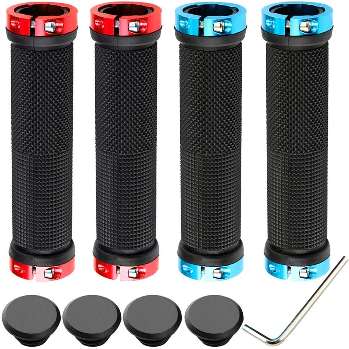 Dailygoods- Fietshandgreep Professionele Dubbele Vergrendeling - Fietshandvatten - Antislip Rubberen Handvatten - Mountainbike Handgrepen - 4 Stuks - 135g - Fietshandvat