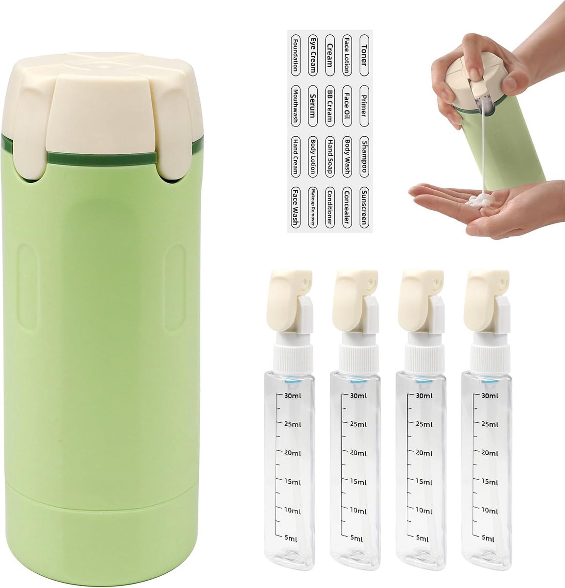 4-in-1 Travel Dispenser Bottlem, Travel Bottles for Filling with Label - ShopVlot