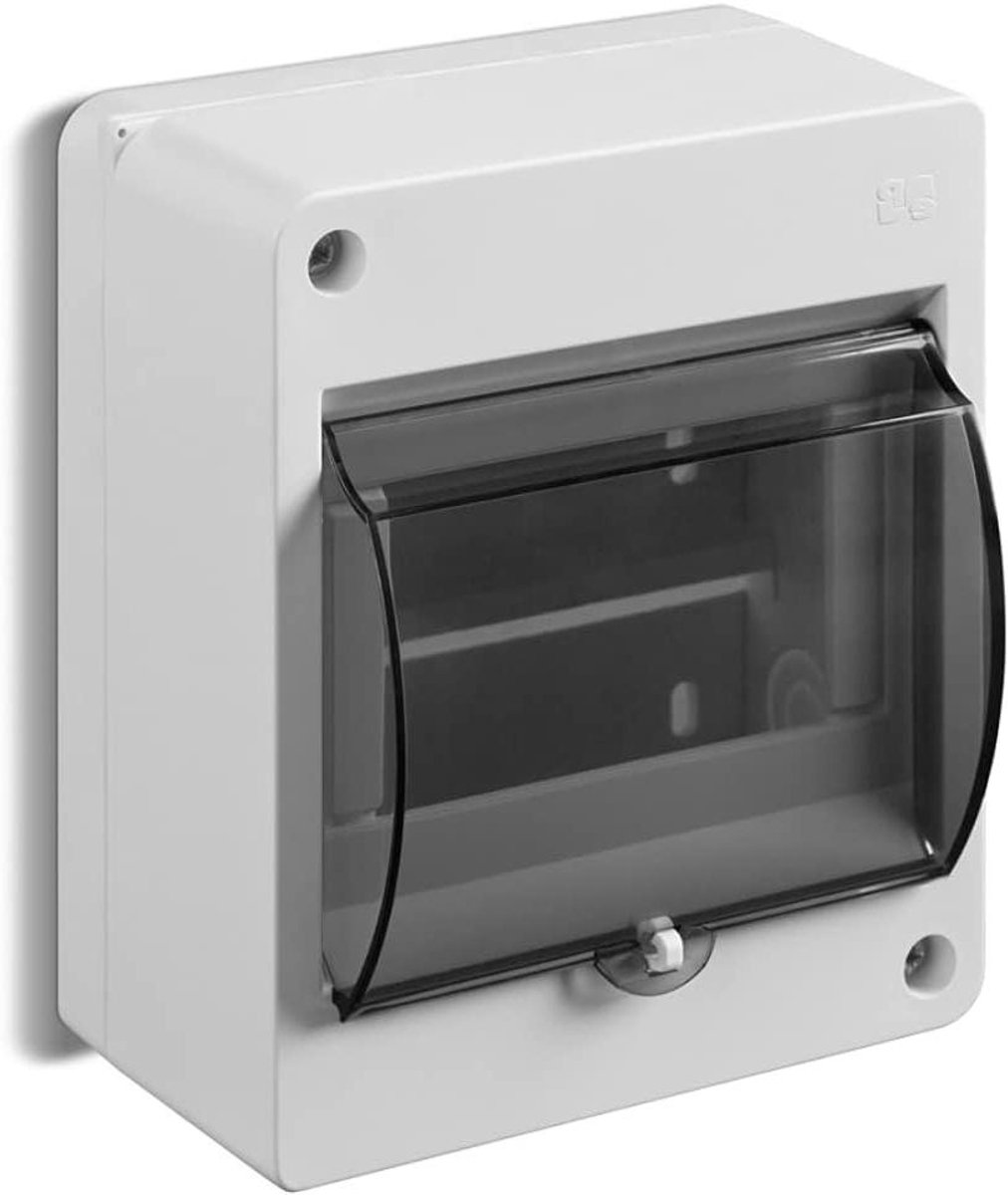Kleine verdeelkast - Zekeringkast opbouw - Veilige elektra - 5 modules - 120x140x84 mm - Lichtgrijs