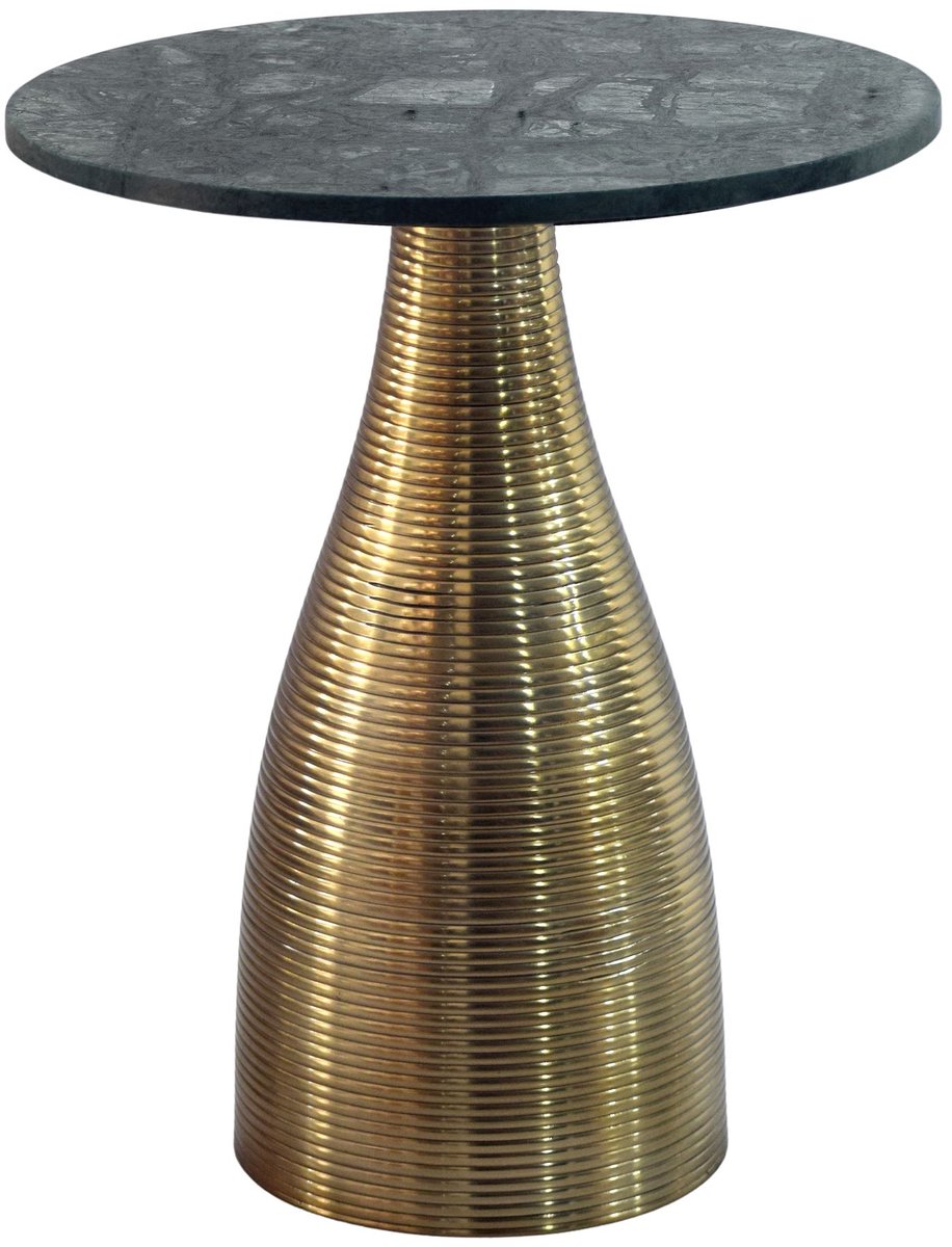 Bijzettafel - Design - Rond - Groen Marmer - Goudkleurig Onderstel - 40 cm
