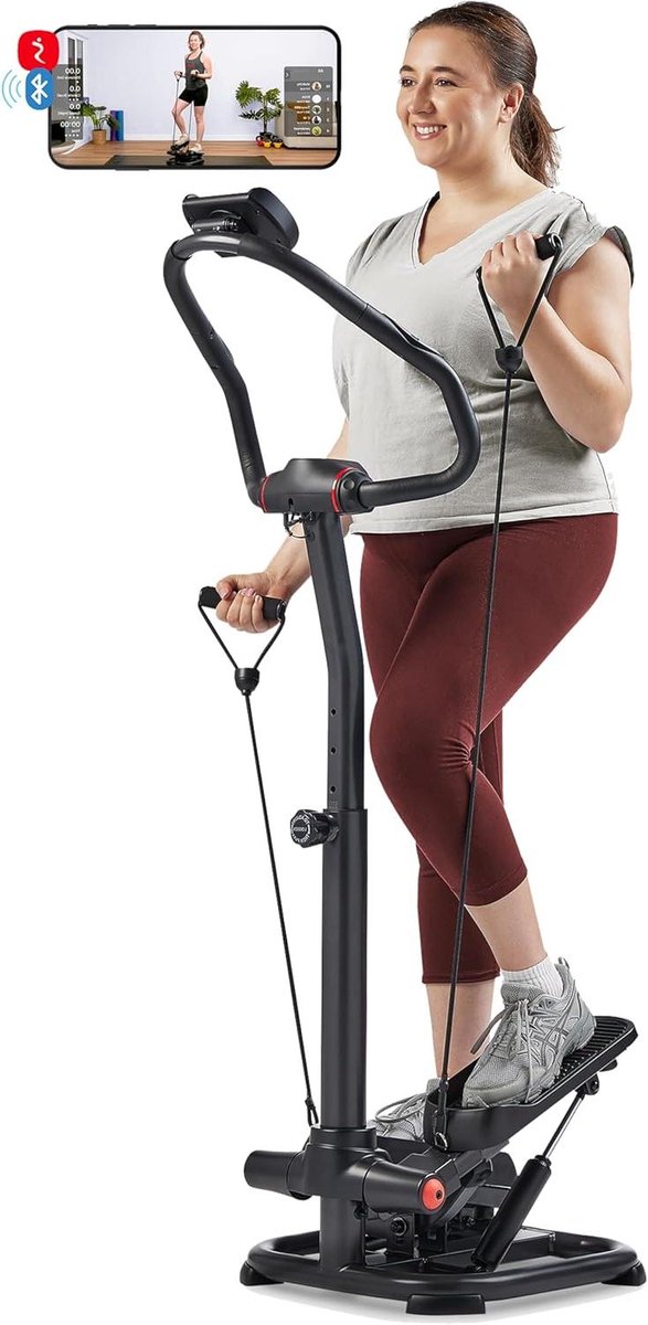 Power Stepper - Cardio Trainer - Thuis Trainen - Met Weerstandsbanden - Tot 180kg - Donkergrijs