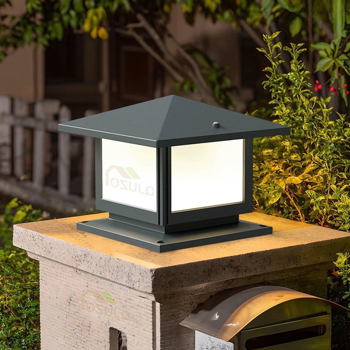 LED Lantaarnpaal - Buitenlamp Vintage - Tuin Verlichten - Driekleurige Temperatuur - 25 x 25cm - Grijs