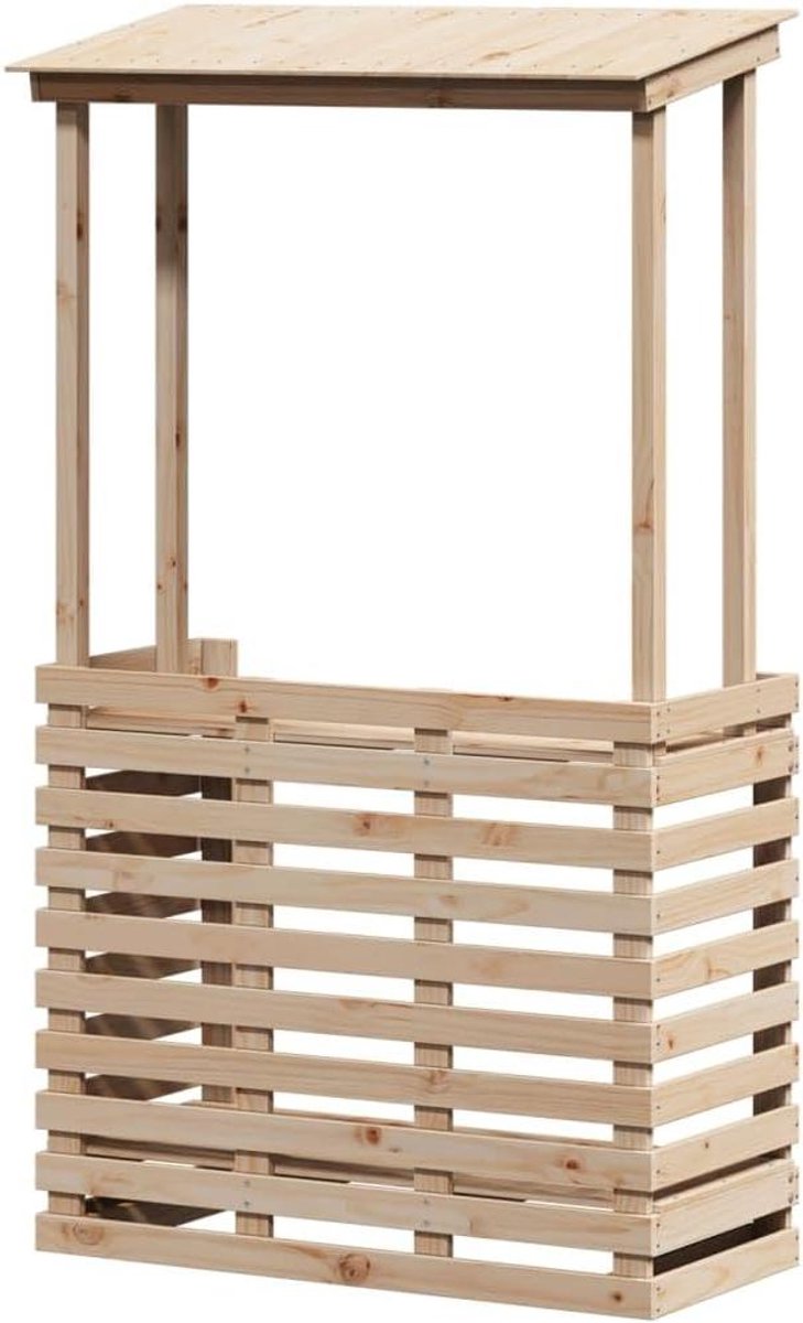 Tuinbar met dak - Buitentafel statafel - Buitenfeestjes organiseren - Rustieke grenenhouten look - 1125 x 57 x 1955 cm