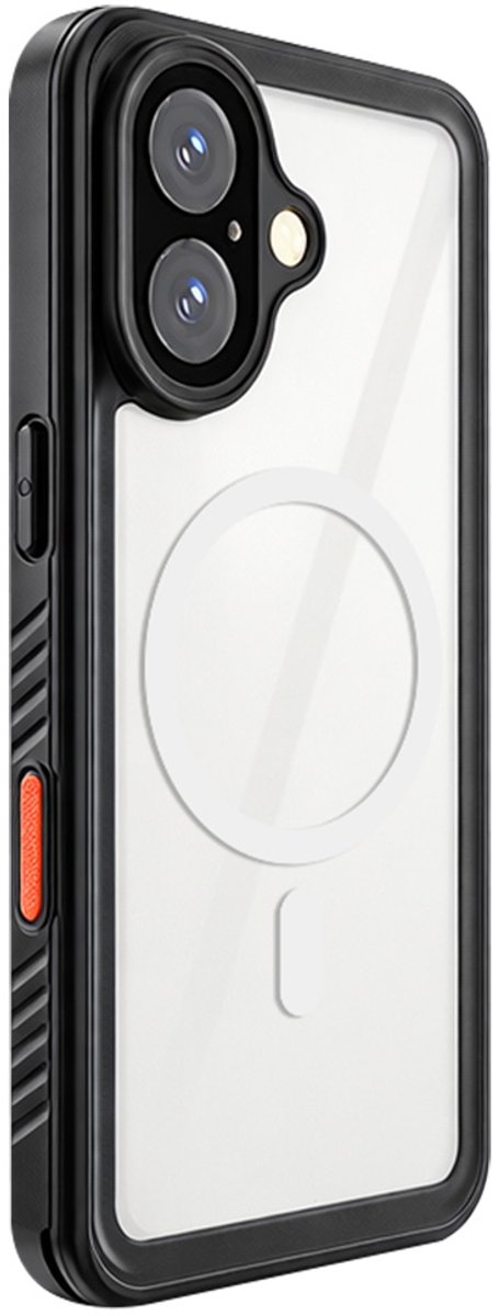 Eiger, MagSafe 360 Integrale Hoes geschikt voor iPhone 17 Waterdicht IP68 Drop-Test 2m, Zwart / Transparant