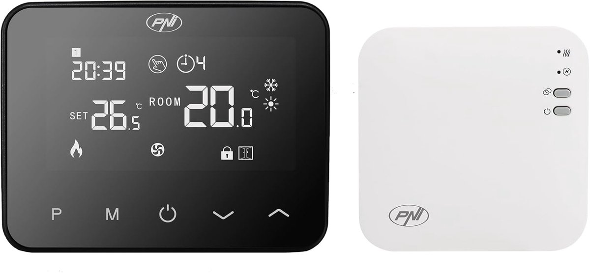 Thijox - Draadloze Wifi Thermostaat voor Verwarmingssystemen - PNI CT40 PRO met 4 Dagelijkse Programma's, Handmatige en Economische Modus, ABS, Wit