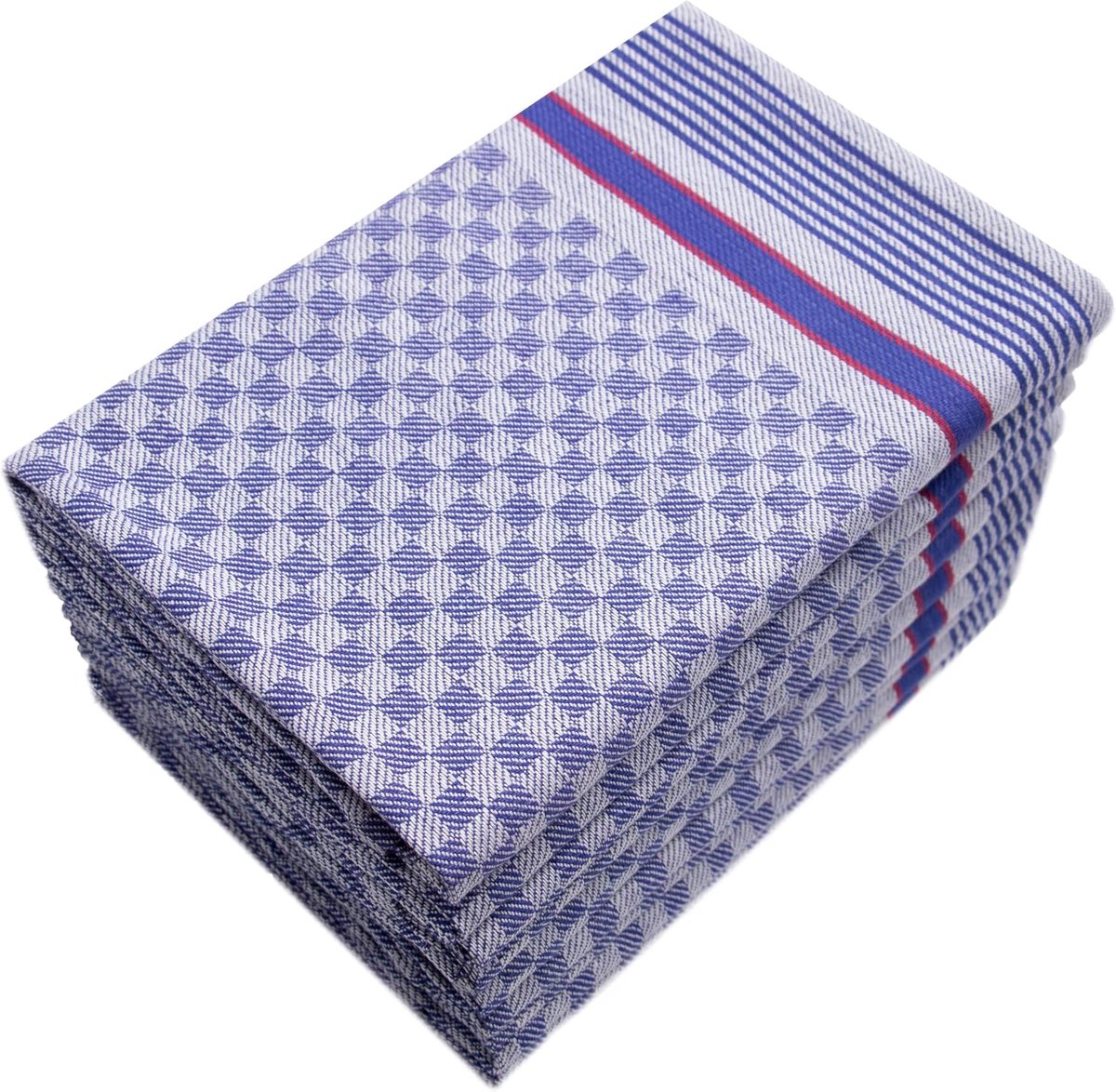 SnelShoppen - Set van 10 Theedoeken Katoen Blauw-Wit Geruit 50x100 cm - Duurzaam, Robuust, Keuken, Huishoudelijk, Afwasdoeken, Keukenaccessoires