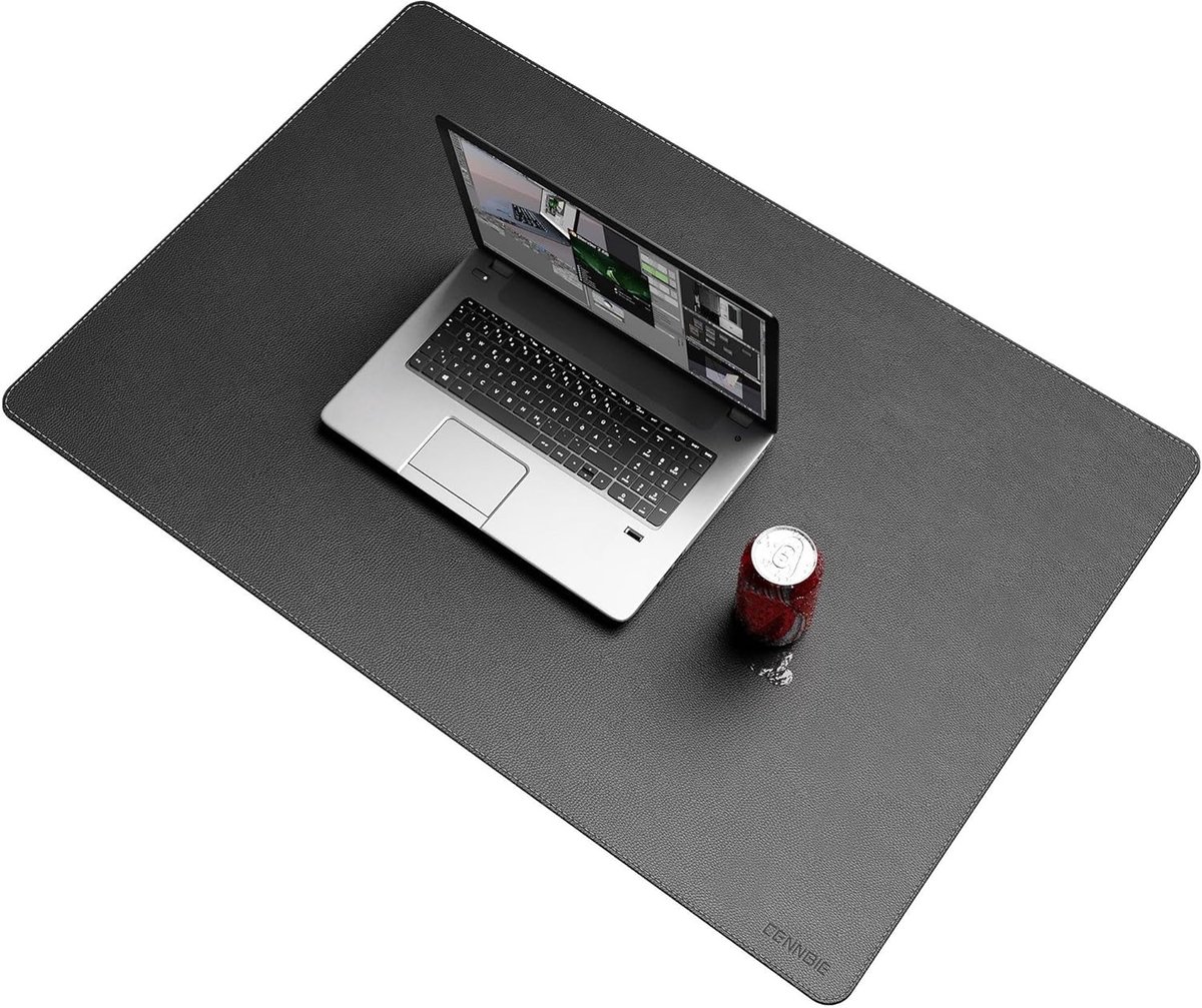 Grote PU Leren Bureau Mat 90x60cm - Waterdicht en Gemakkelijk Schoon te Maken - Antislip Muismat voor Kantoor en Thuiswerkplek - Zwart