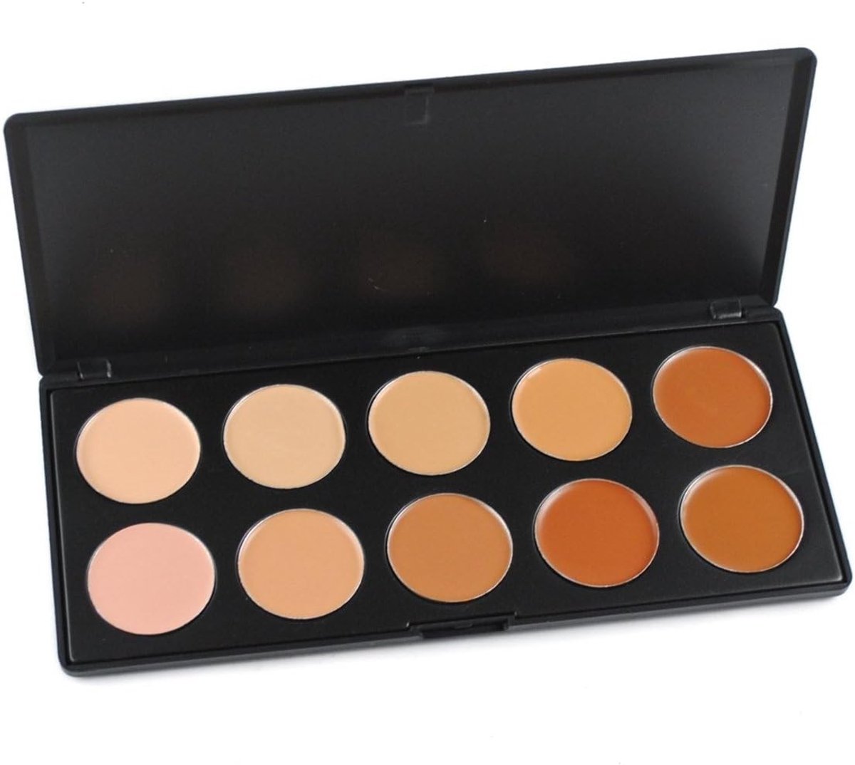 10 Kleuren Langdurige Full Coverage Highlighter en Concealer Palette met Make-up Kwasten - Verberg Oneffenheden en Creëer een Perfecte Teint met Contour en Correctors