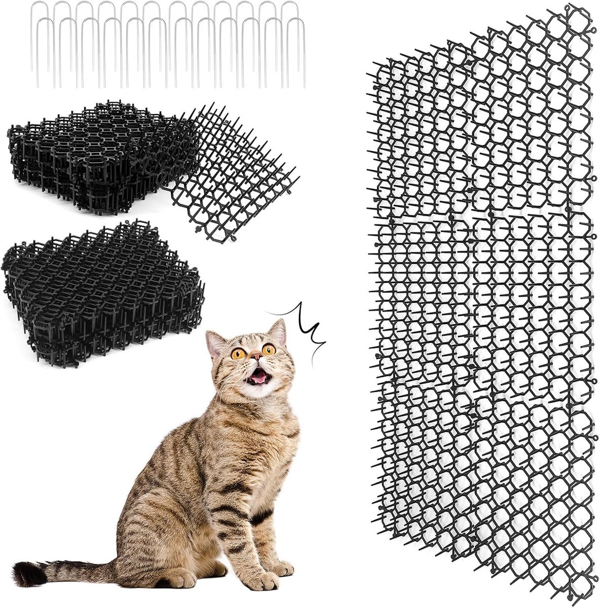 Effectieve Kat Afschrikmat met Stekels - Kattenafschrikking, Grondbedekking en Tuinbescherming, 24 Stuks van 20x15.5cm