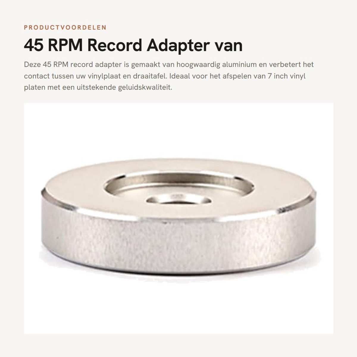 Dailygoods - 45 RPM Record Adapter van Aluminium voor Draaitafels