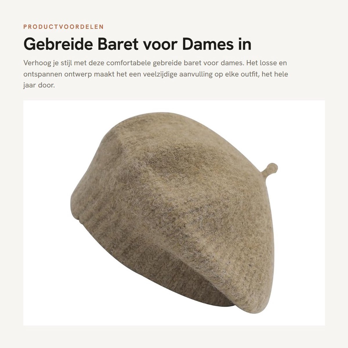 Dailygoods- Baretten - Gebreid - Vlechtpatroon - Wol/Acryl - Losse Pasvorm - Comfortabele Muts