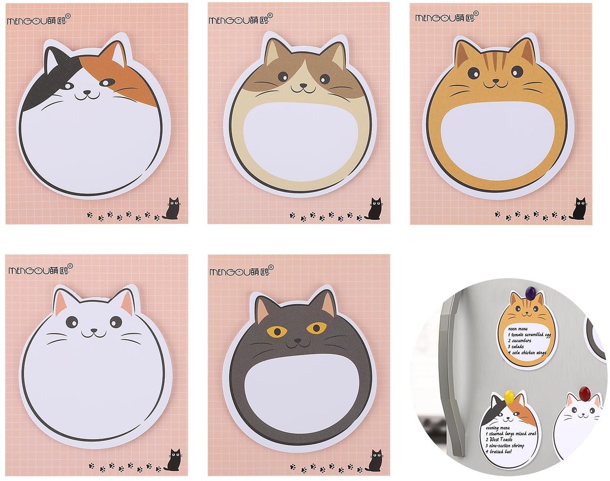 Dailygoods- Notitieblaadjes 150 vellen - Kawaii Katten - Zelfklevende Notities - Papieren Sticky Notes - 7,5 x 8,1 cm - Voor Kinderen/Studenten