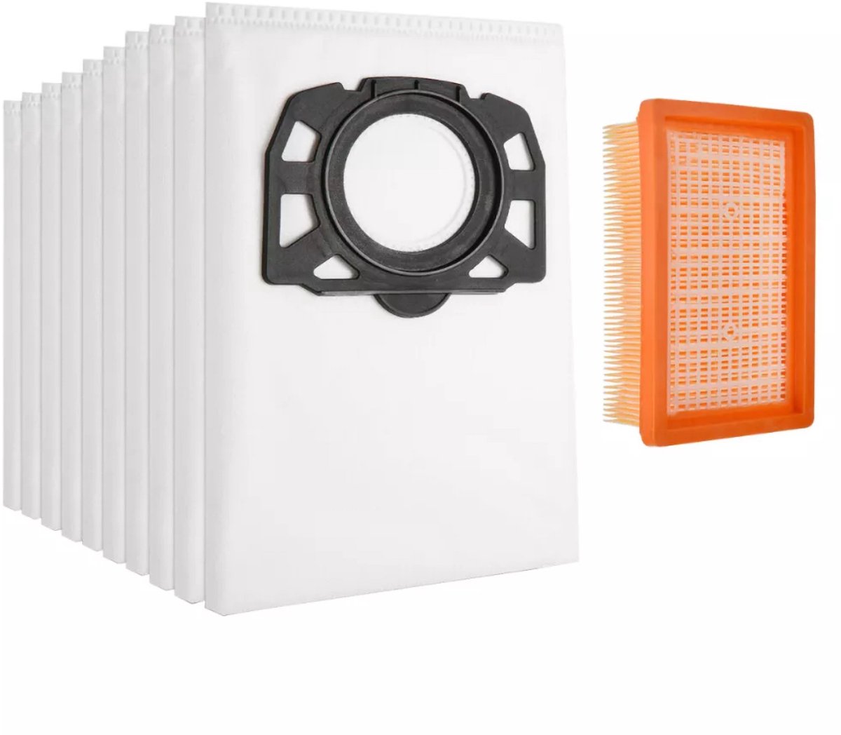 Ruijingsky Stofzuigerzakken - 10 stuks - Voor Kärcher WD4, WD5, WD6 en andere stofzuigermodellen - Plat filter - Filteraccessoires