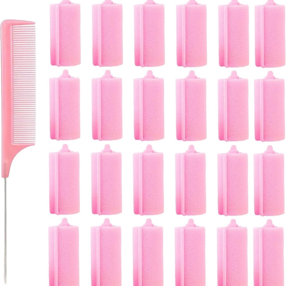 Zachte Schuim Haarrollers voor Pijnloze Krullen - Perfecte Haarstyling Tools voor Vrouwen en Kinderen, Roze Krulspelden voor Gezond Haar