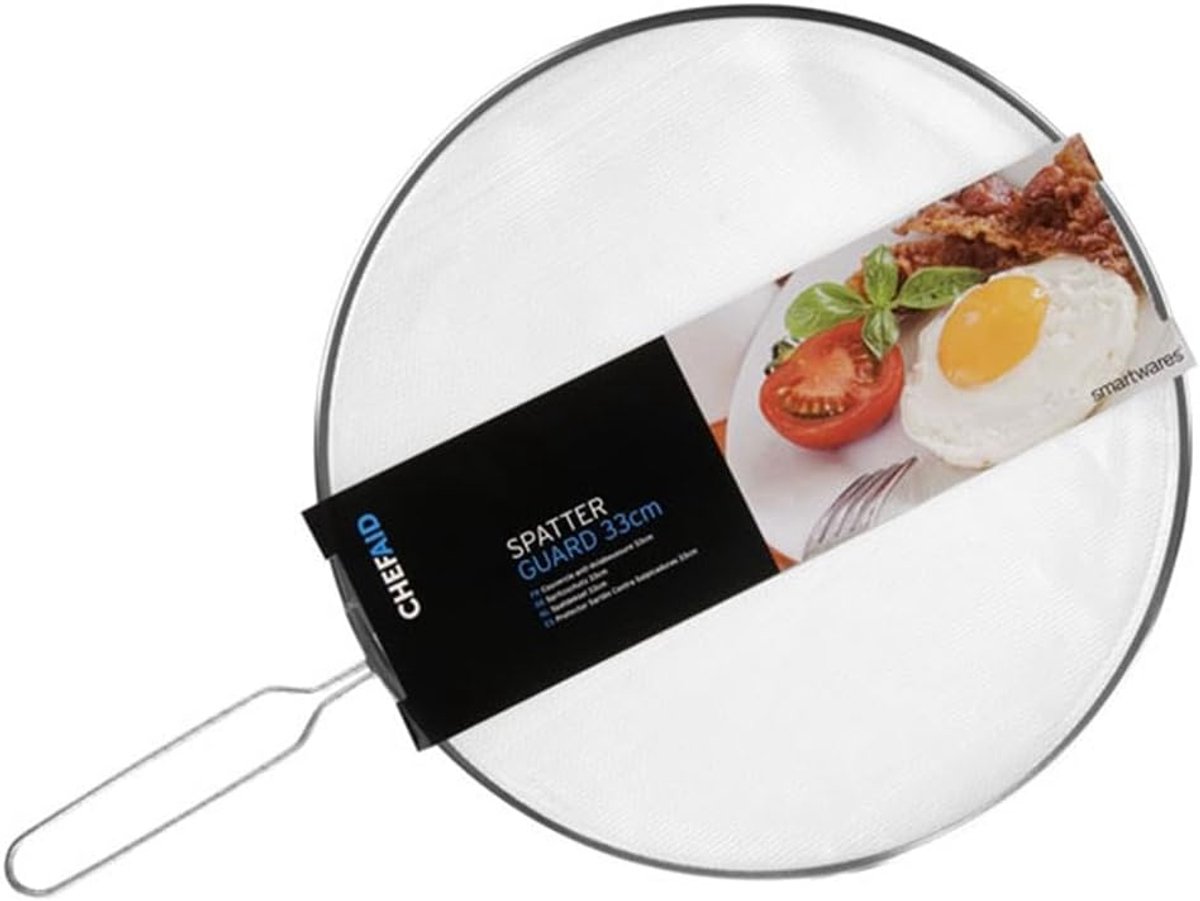 Thijox - Spatdeksel 33 cm Spatscherm met RVS Gaas voor Pannen - Oliespetters en Vetspatten Bescherming - Handgreep - Keuken Accessoire