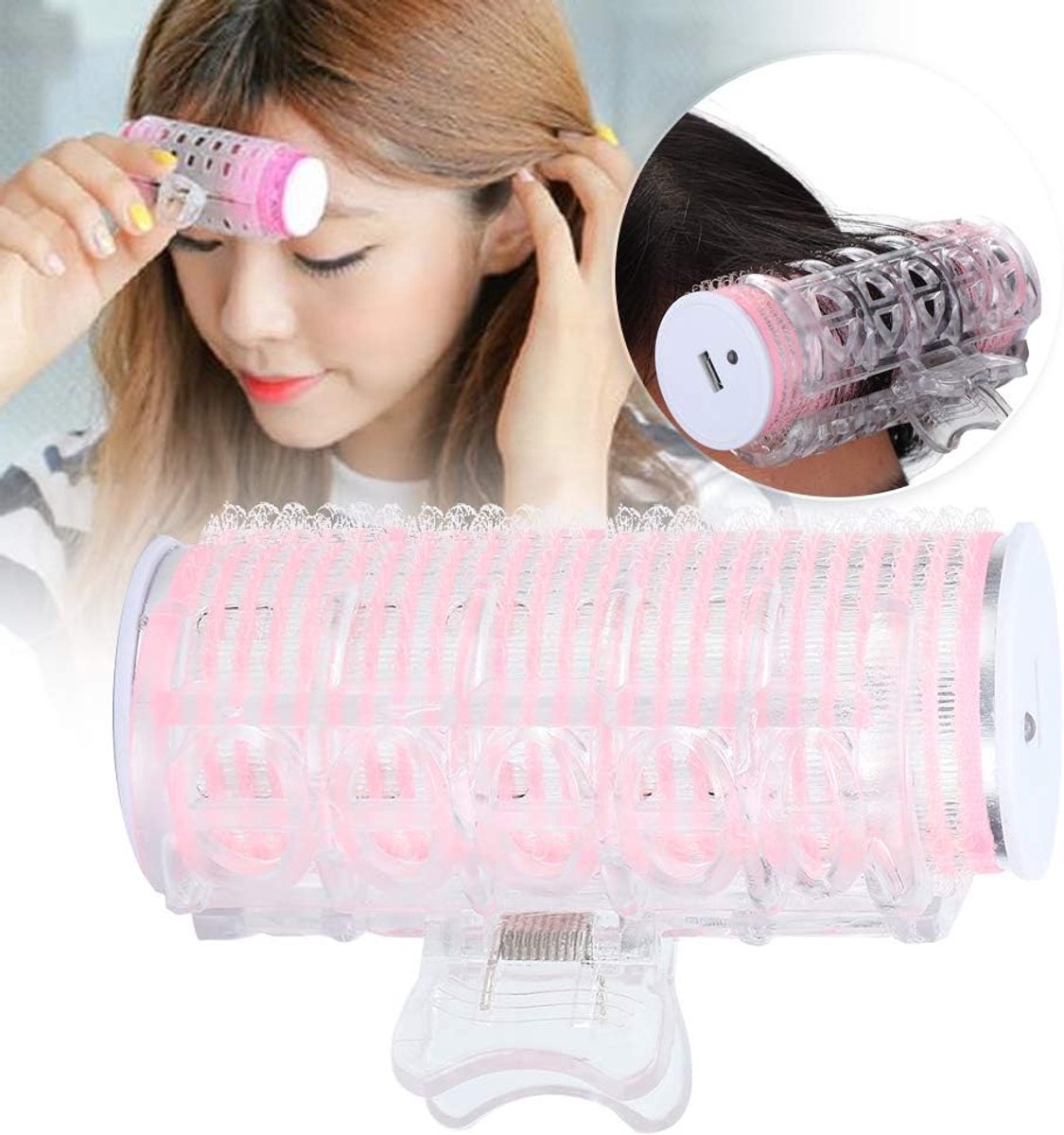 Thijox - Verwarmende elektrische krulspelden met USB, Instant Heat Keramische Haarrollers, Draagbare Krulspelden voor Snel Stijlvol Haar, Perfect voor