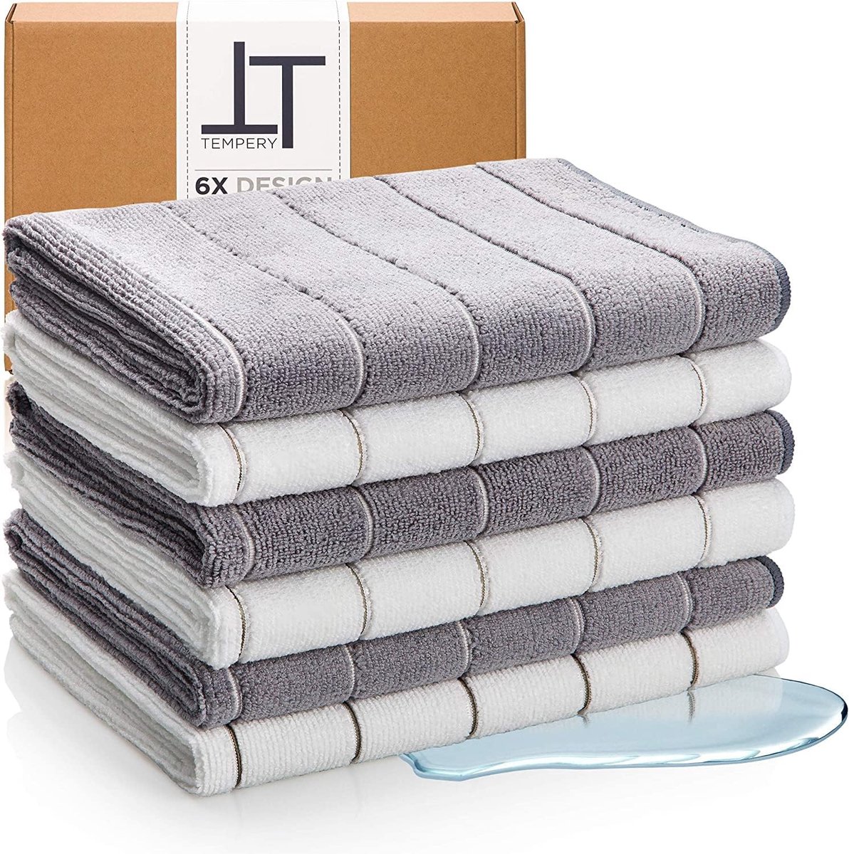 Microvezel theedoeken 6 stuks - Sneldrogend en absorberend schoonmaakdoekje voor keuken, auto en douche
