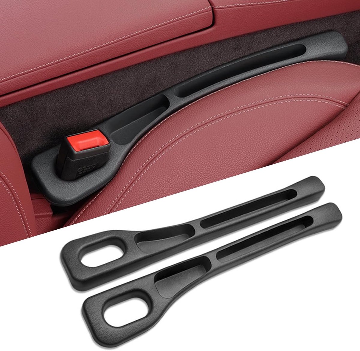 Thijox - Autostoel Spleetvuller Set van 2 - Universele Stof Stopper en Organizer voor Auto, SUV, Vrachtwagen - Zwart - Voor Bestuurders- en Passagiers