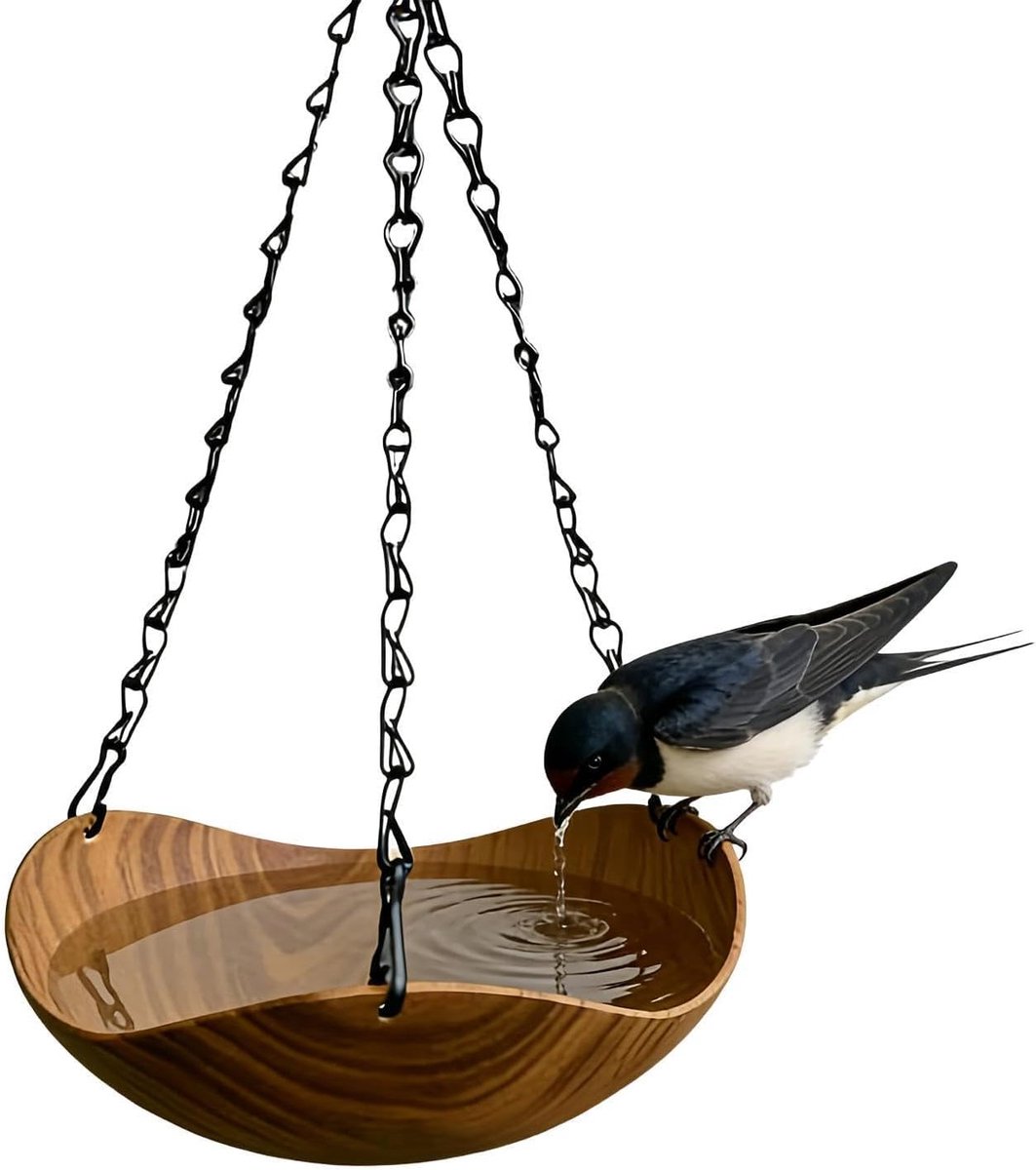 Thijox - Buiten Vogelbadje Antiek Decoratief Vogelbad met Voederplek | Hangend Vogelbad Fontein voor Tuin, Balkon, Patio, Terras, Schutting, Gazon | V