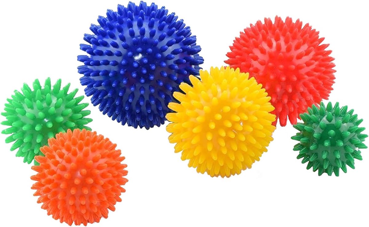 SnelShoppen - Igelbal 6-delige set massageballen voor zelfmassage - verschillende maten voor voeten, nek en rug - perfect voor ontspanning en herstel