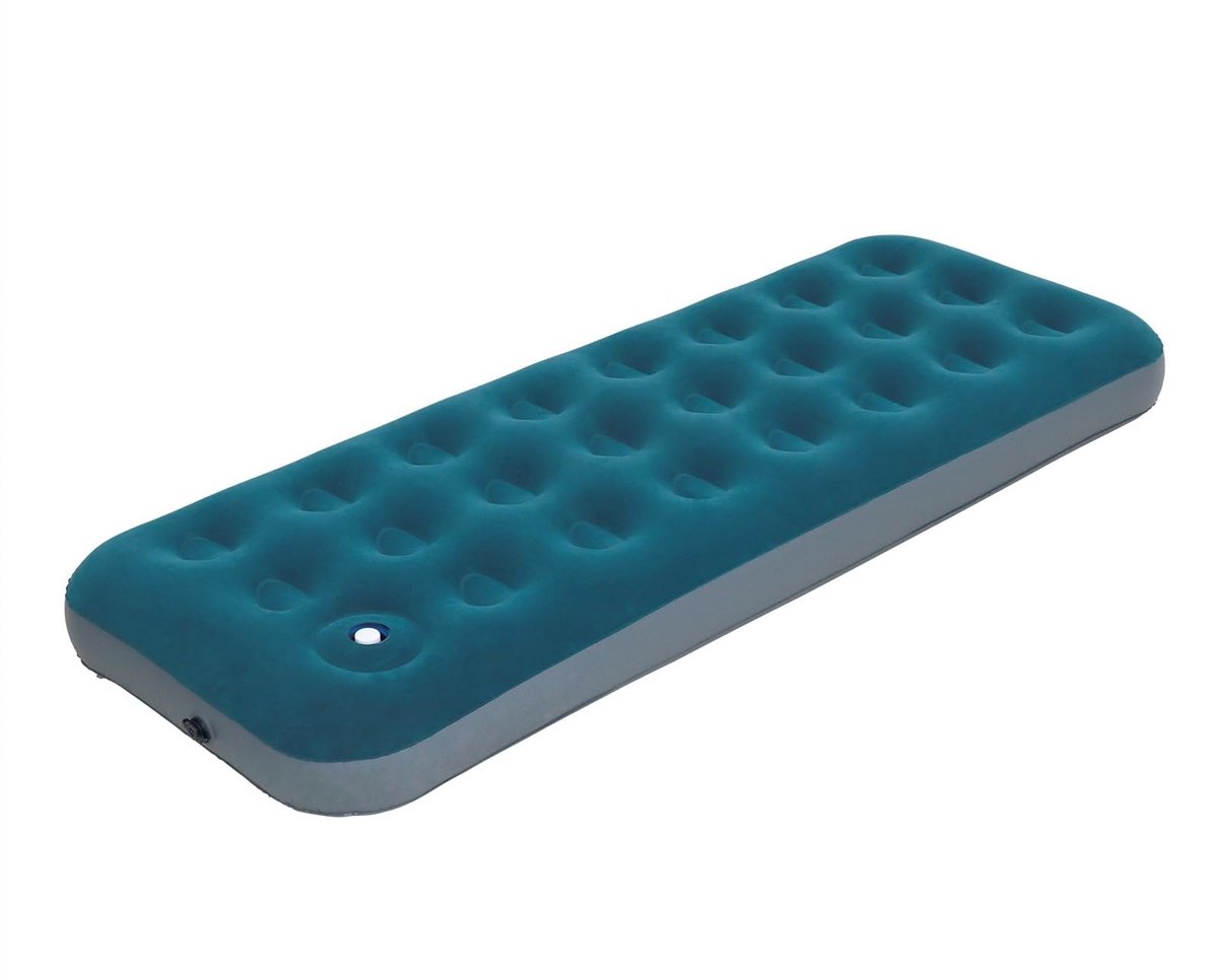Dailygoods- Luchtmatras Enkele Maat - Opblaasbaar Bed - Ingebouwde Voetpomp - Duurzaam PVC - Comfortabel Flockmateriaal - Ideaal voor Kamperen - Opblaasbed