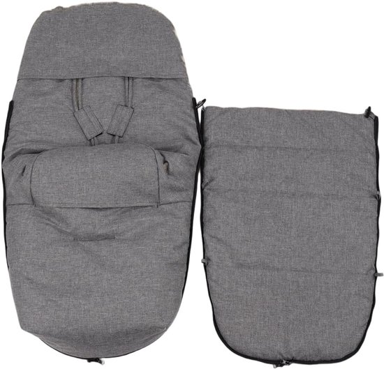 Thijox - Lamsvachtvoetenzak voor baby's - Kinderwagen, Buggy, Voetenzak, Wind- en Waterdicht, Thermoregulerend, Ritssluiting, 90 x 50 cm, Lichtgrijs G van Thijox — afbeelding 4