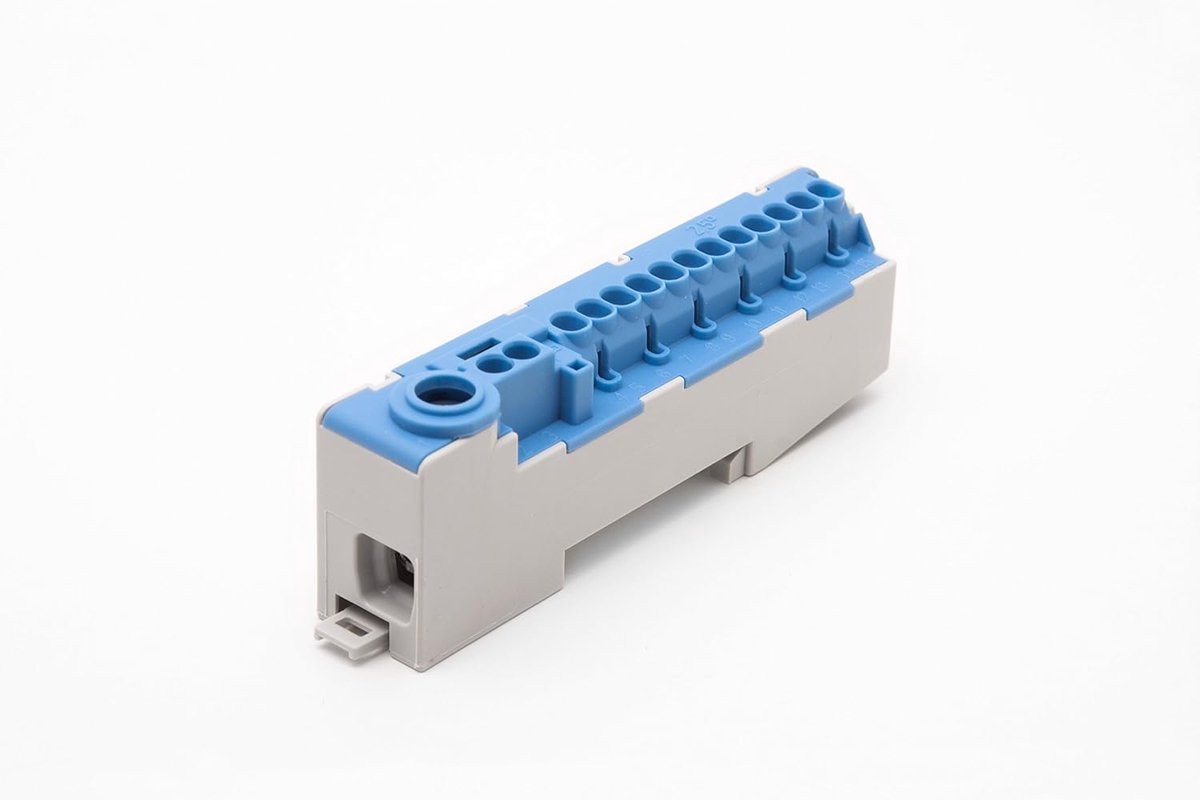 Thijox - Pollman Insteekbare N-klem Blauw - Steekbare Klemmen voor DIN-rail - 12 Steekklemmen tot 2,5 mm² - Vingerveilig volgens VBG4/BGV42