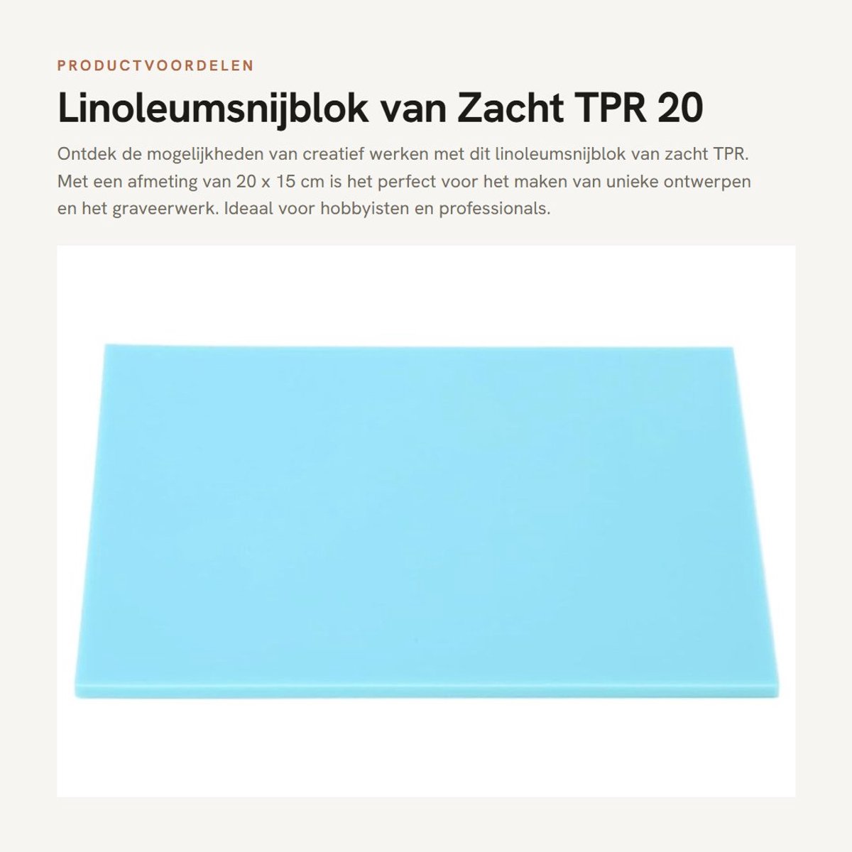 Dailygoods- Sculptuurblok 20 x 15 x 0,5 cm - Rubber Snijblok - TPR Materiaal - Graveerbenodigdheden - Creatief Gebruik - Geschikt voor DIY-projecten