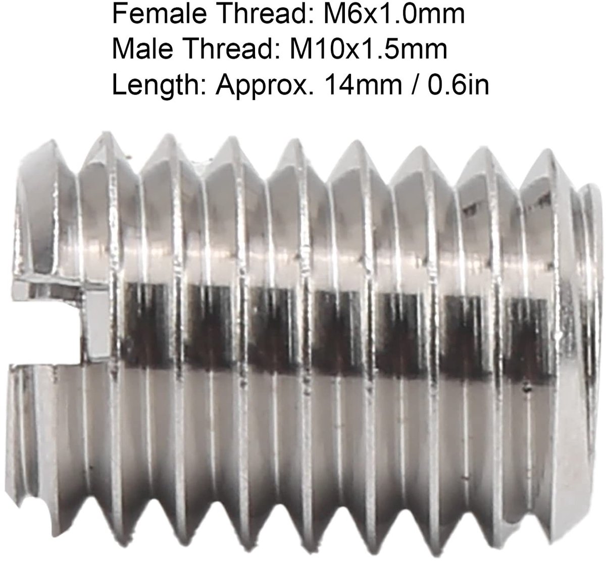 Dailygoods- Schroefdraadmoeren 10 stuks - Schroefdraadinzetstukken - Roestvrij Staal 303 - M6 x 1 mm / M10 x 1,5 mm - 14 mm lang - Duurzaam en Corrosiebestendig - Schroefdraadinzet