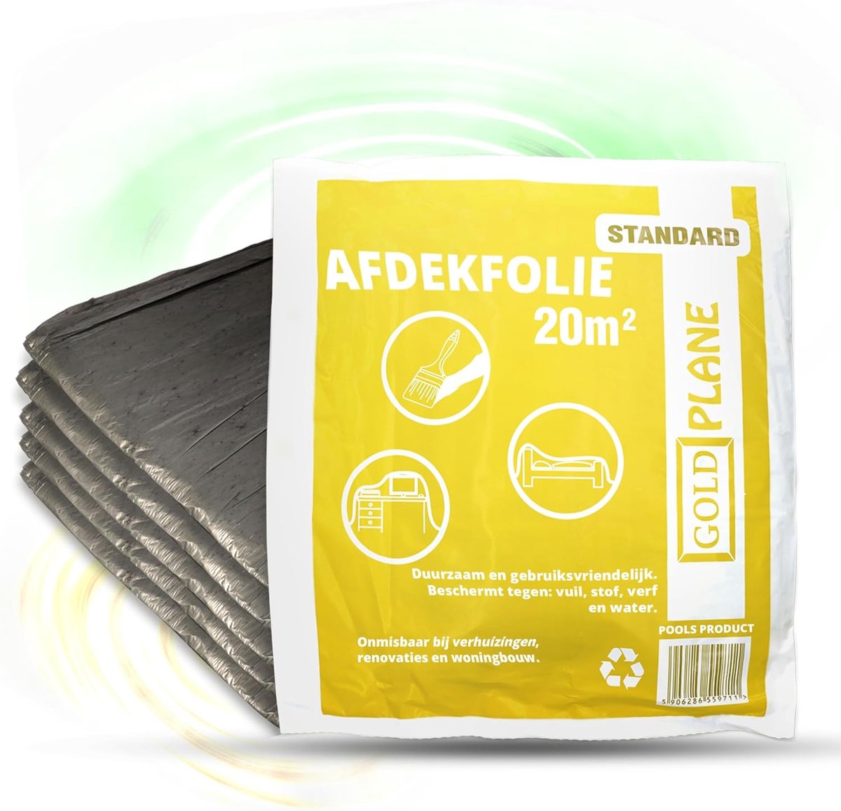 Thijox - Set van 5 Afdekfolie 4x5 m - Sterke Stofbeschermingsfolie, Bouwfolie, Plastic Zeil, Multifunctionele Schildersfolie voor Renovatie, Verhuizin