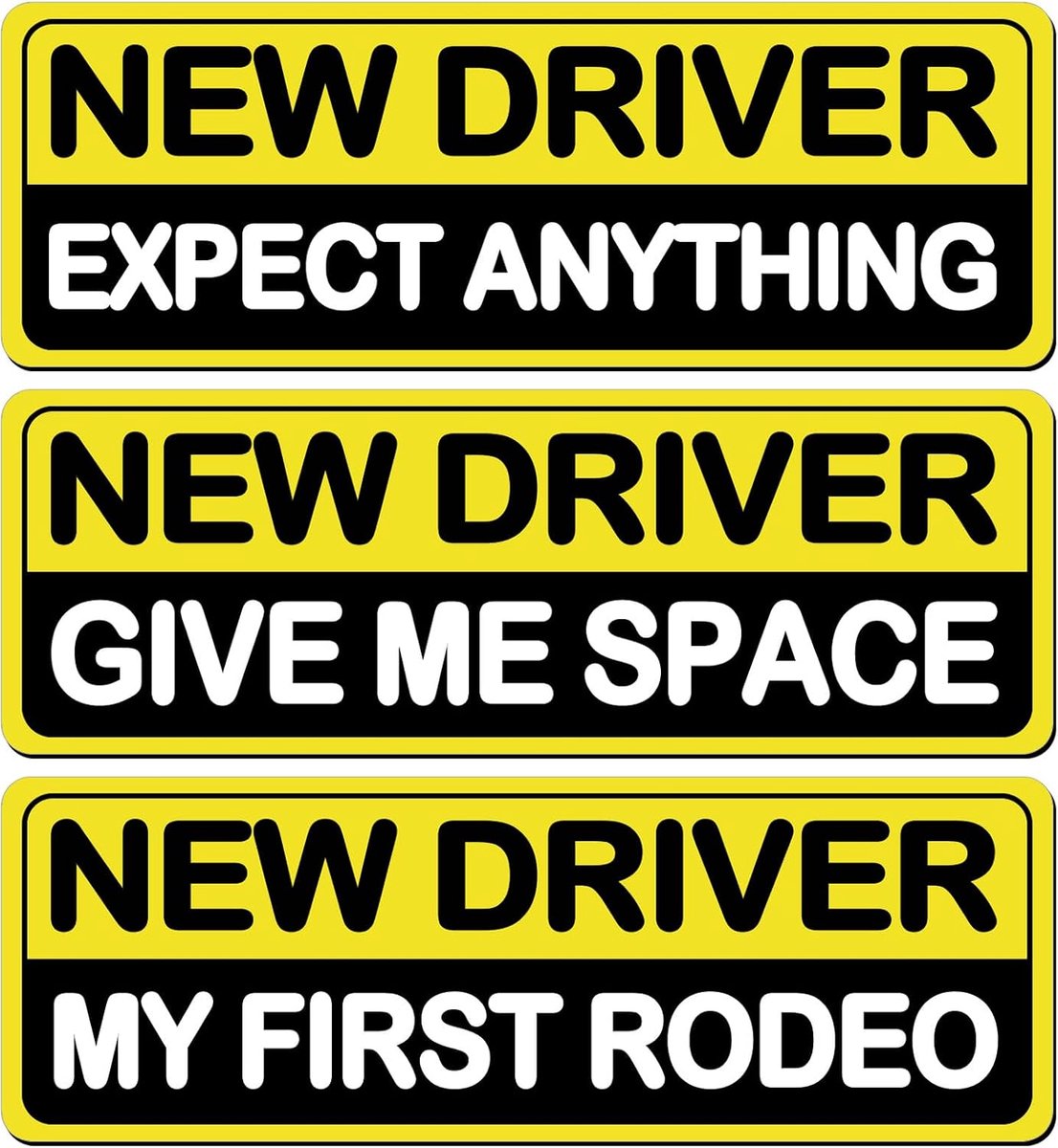 SnelShoppen - 3 Stuks Beginners Auto Stickers - Zelfklevende Decoratieve Stickers voor Auto - Kleurige Autostickers voor Kinderen, Feest en Decoratie