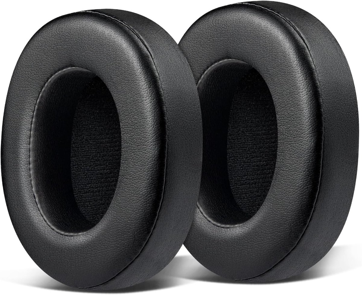 SnelShoppen - Vervangende Oorkussens voor Draadloze Over-Ear Hoofdtelefoons, Kussens van Zacht Eiwitleer en Hoge Dichtheid Schuim - Zwart - Comfortabe