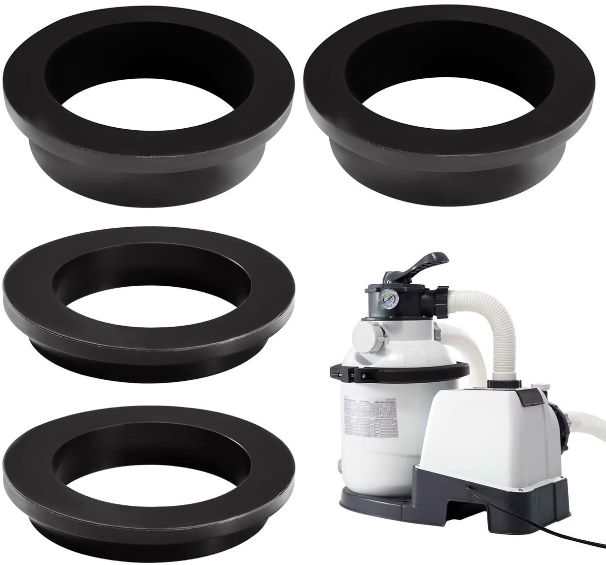SnelShoppen - 4Pcs L-vormige O-Ringen voor Zwembadfilterpomp, Hoogwaardige Siliconen Pool Sealing Rings, Vervangingsaccessoires voor Intex Zandfilterp