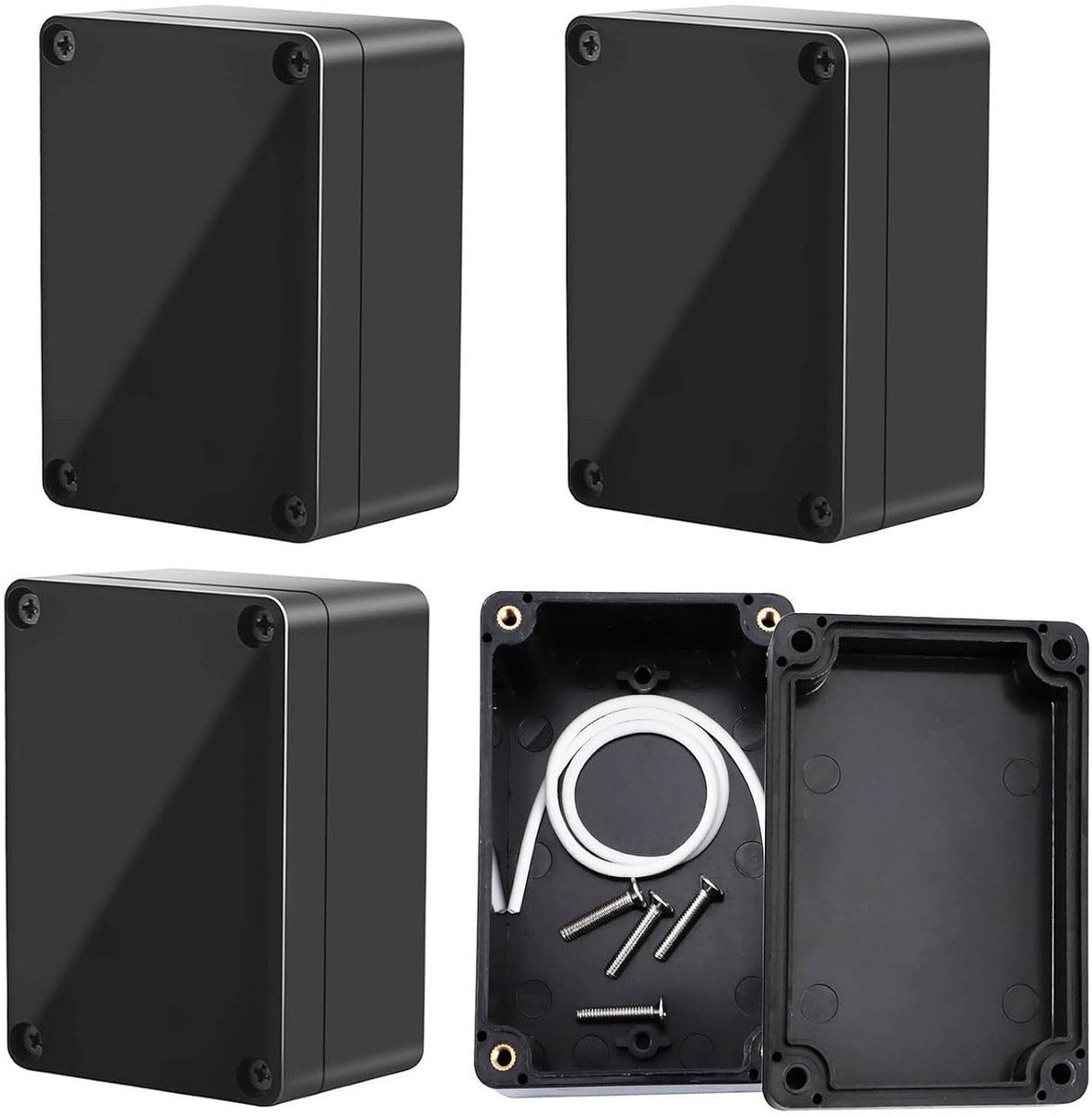 SnelShoppen - Verdeeldoos Waterdicht IP65, Set van 4, Elektrische Aansluitdoos, Inclusief Schroeven en Afplakstrips, Voor Binnen en Buiten Gebruik (10
