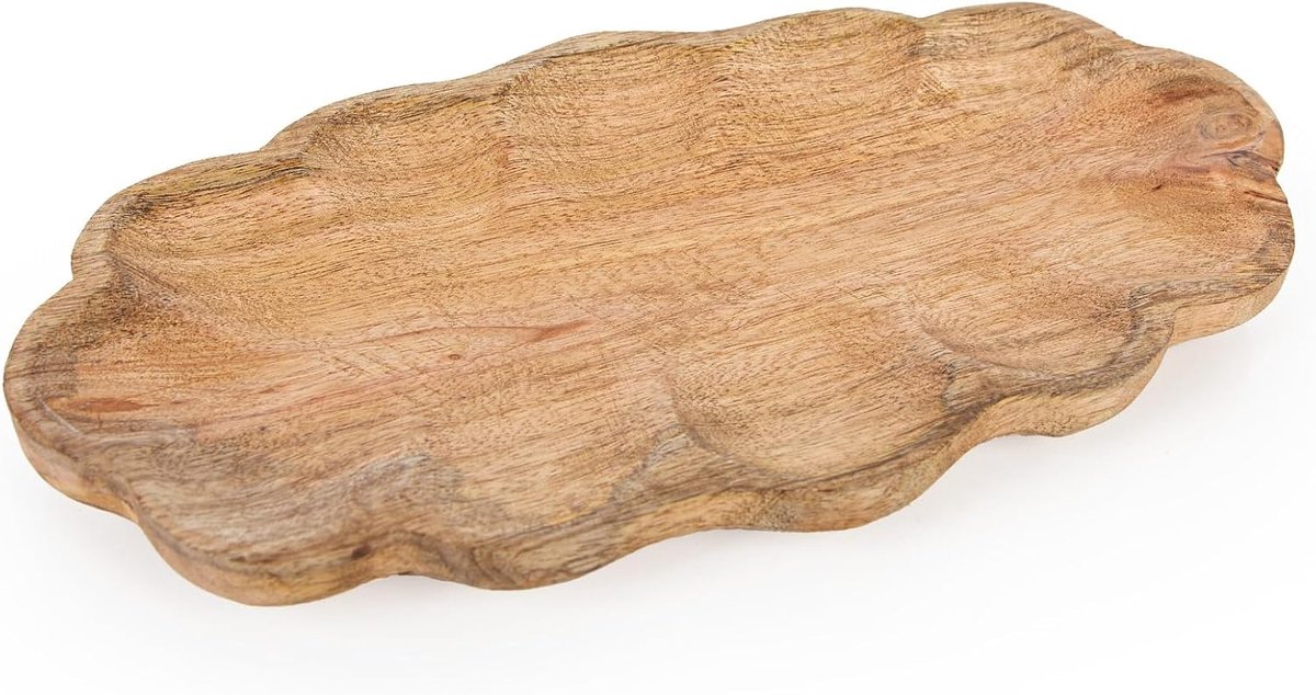 SnelShoppen - Decoratieve Houten Schelp Sleutel- en Sieradenhouder 28 x 14,5 x 2,5 cm - Natuurlijke Houten Opbergkom voor Badkamer, Hal of Interieur