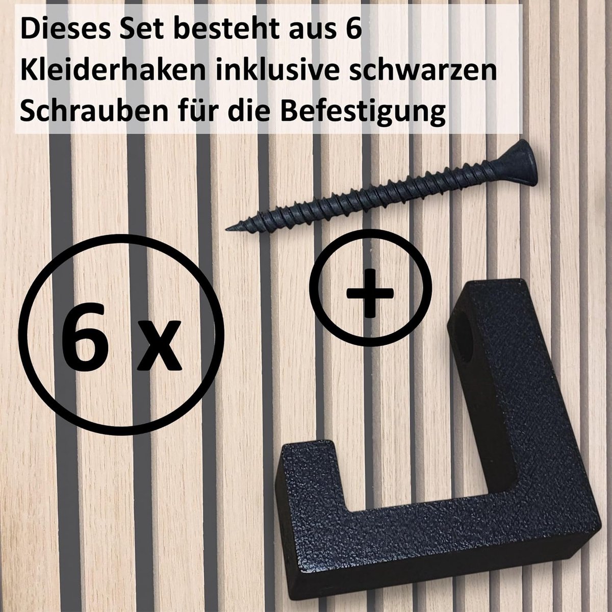 Kledinghaken 6 Stuks - Mat Zwart - Voor Akoestische Panelen - Veilige Bevestiging - ShopVlot