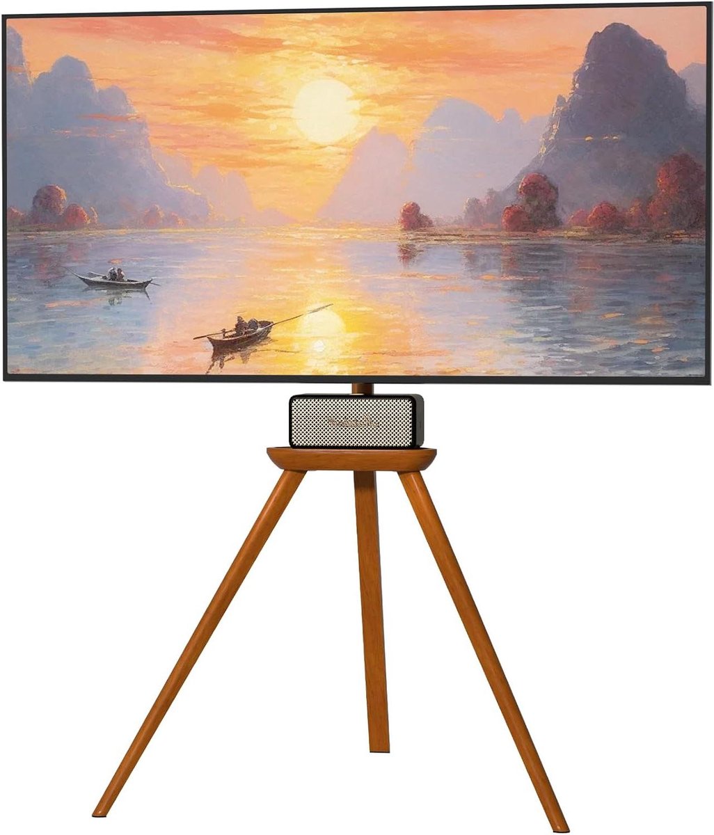 TV standaard - Ezel statief - Meubel decoratie - Draaibaar en in hoogte - 45-65 inch - Houtkleur
