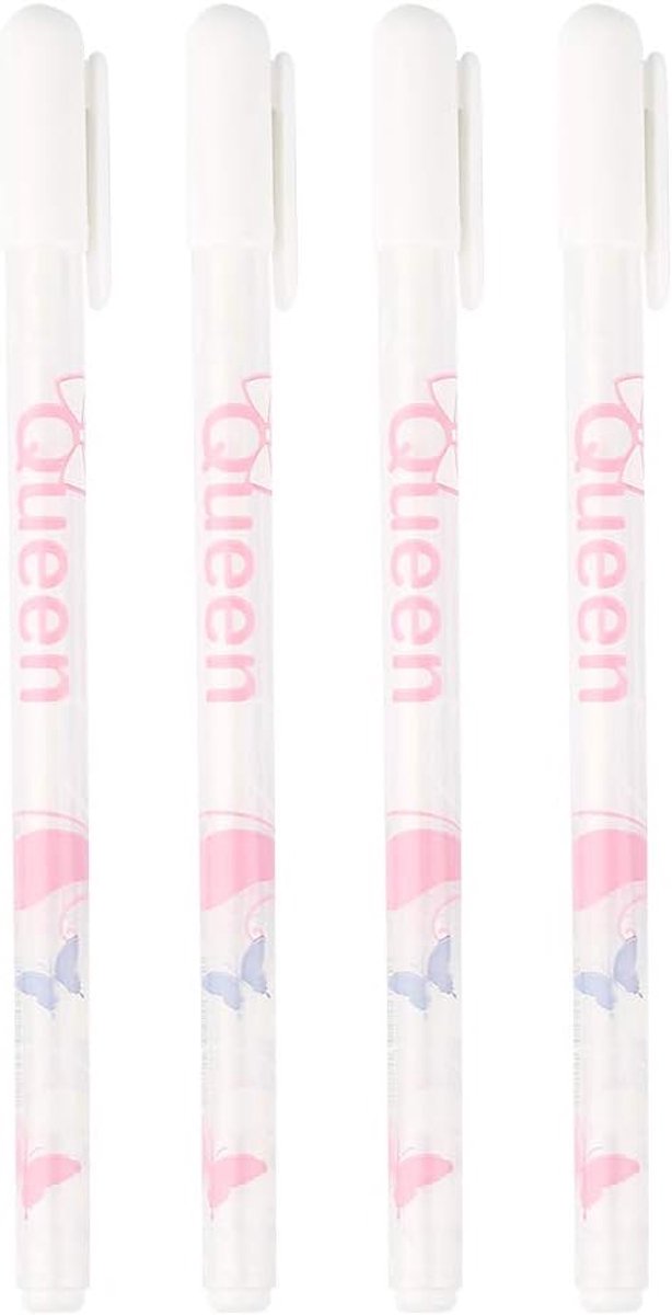SnelShoppen - Praktische 4-delige Gelpen Set met Witte Inkt voor Thuis, School en Kantoor, Duidelijke Lijnen op Alle Papieren