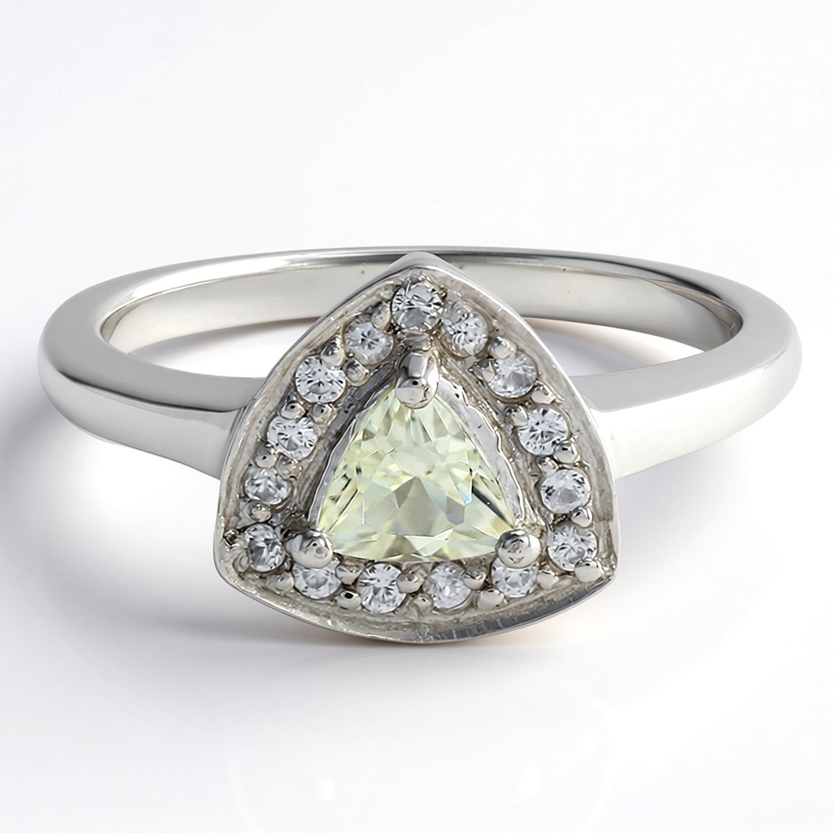 Cavill - Ring 925 Sterling Zilver met 0,29 ct Gele Skapoliet - Triljant Slijpsel - 15 Briljant Zirkonen Pavé - Elegant Braziliaans design