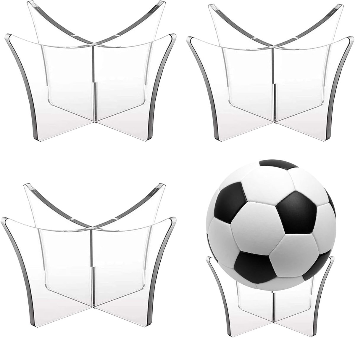 3 Pcs Acrylic Ball Stand, Acrylic Baketball Football Display Stand, Volleyball Rugby Ball Sports Ball Storage Rack - ShopVlot