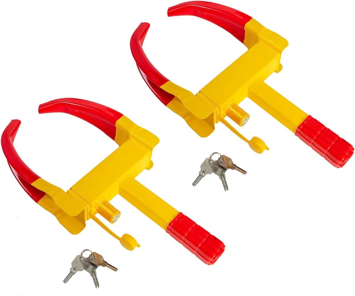 Wielklem Set - Bandklem Beveiliging - Voertuig Beveiligen - Universeel Verstelbaar - 2 Stuks - Rood Geel