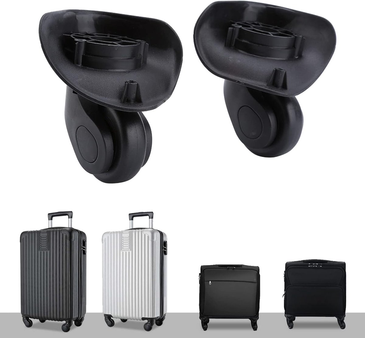 SnelShoppen - 2Pcs Kofferwielen, 360 Graden Vervangwielen voor Reis Koffers, Universele Koffers, Geschikt voor Trolley en Reisaccessoires