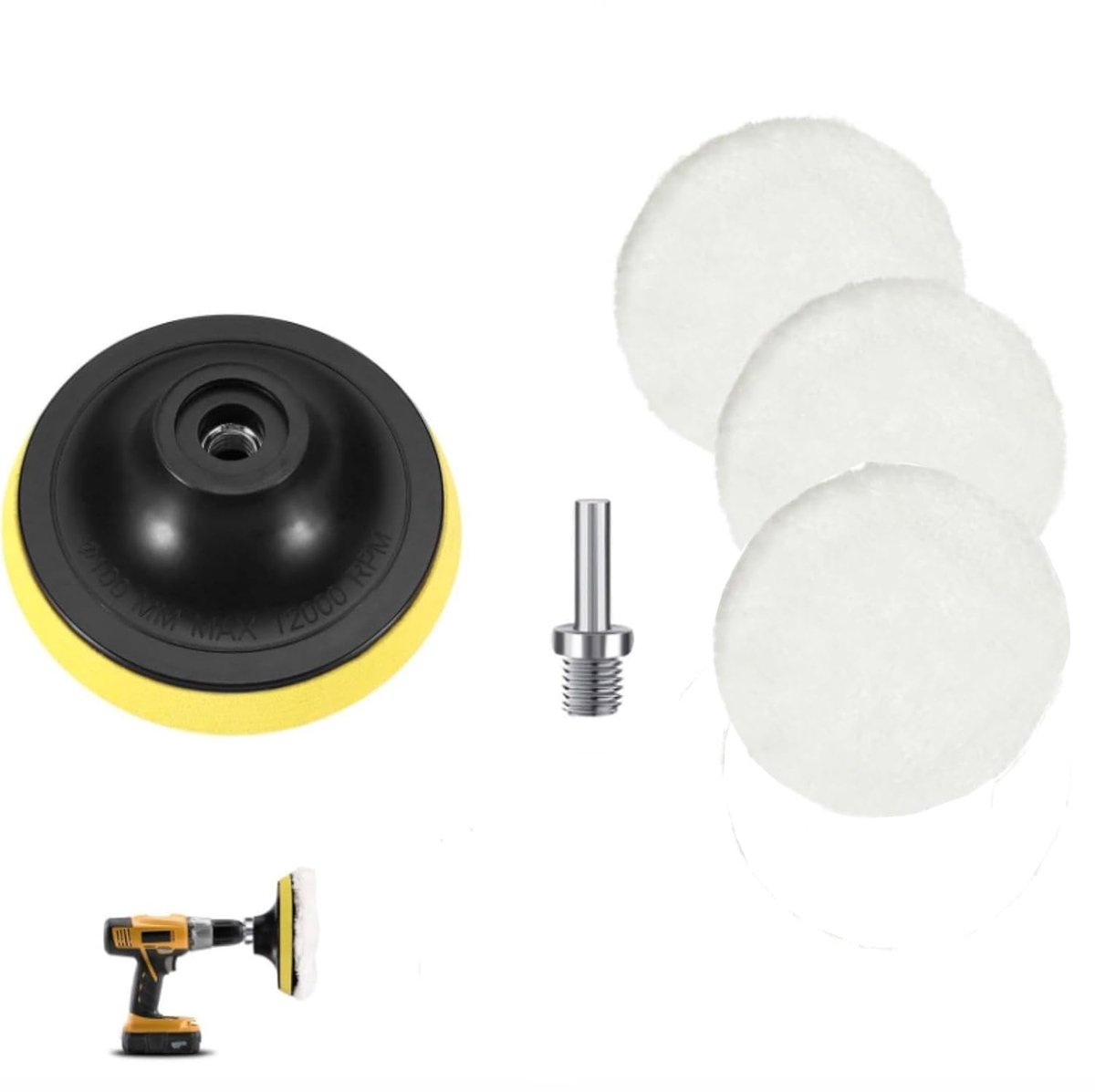 Wol Polijstpad Set van 5 - 125 mm - Polijstschijven - Voor professionele autoverzorging - SnelShoppen