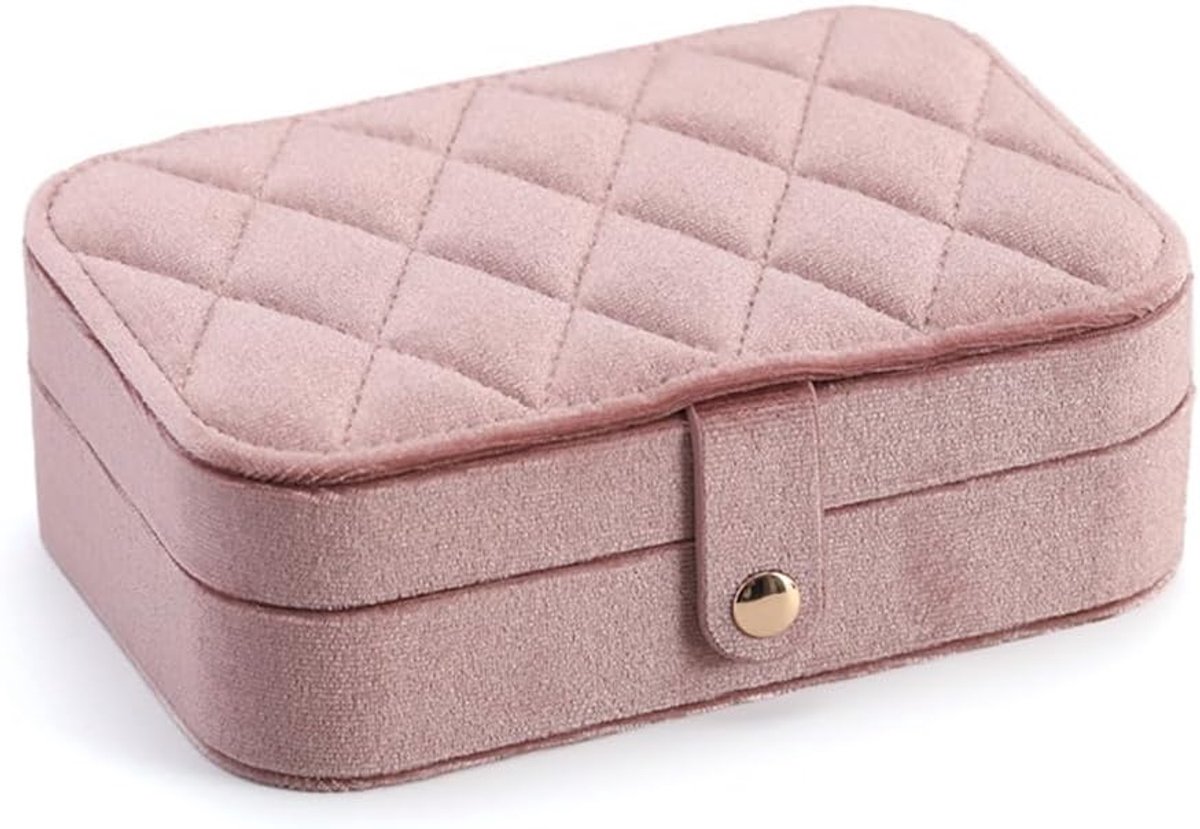 SnelShoppen - Sieradenopbergdoos met Velours Voering, Makeup Spiegel, Verstelbare Indeling voor Oorbellen, Hanger, Kettingen en Armbanden in Elegant D