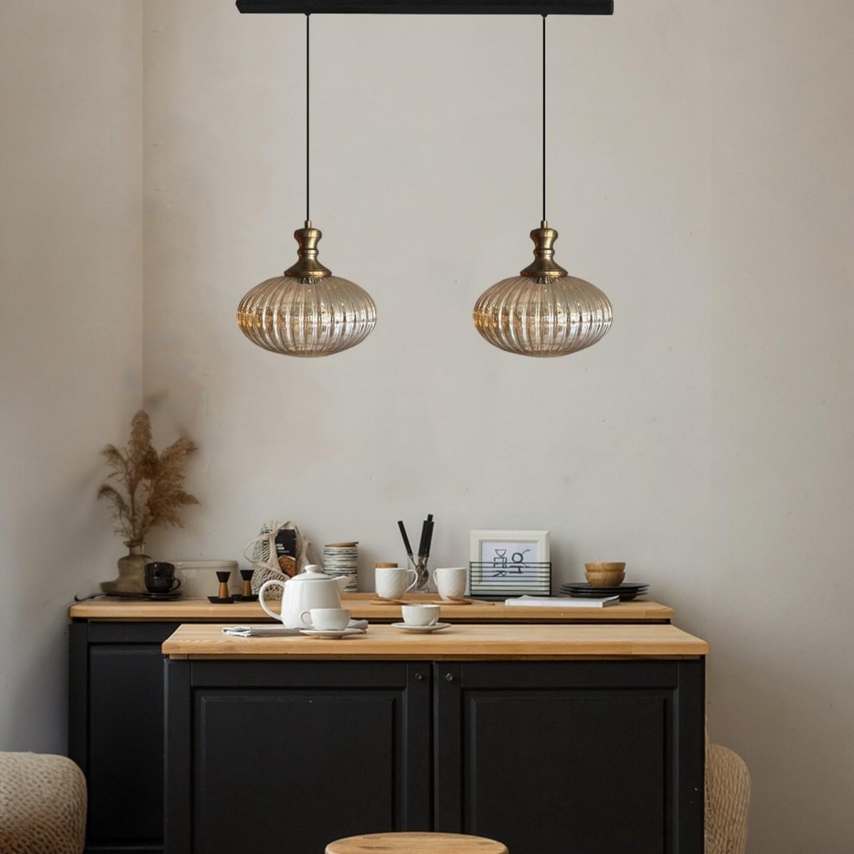 Bamyum Elegant hanglamp Ø30 cm, hanglamp vintage, industrieel van metaal en glas E27, woonkamerlamp hangend, eettafel, keukenlamp